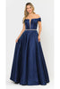 Classy Prom Off The Shoulder Dresses - NAVY / XS