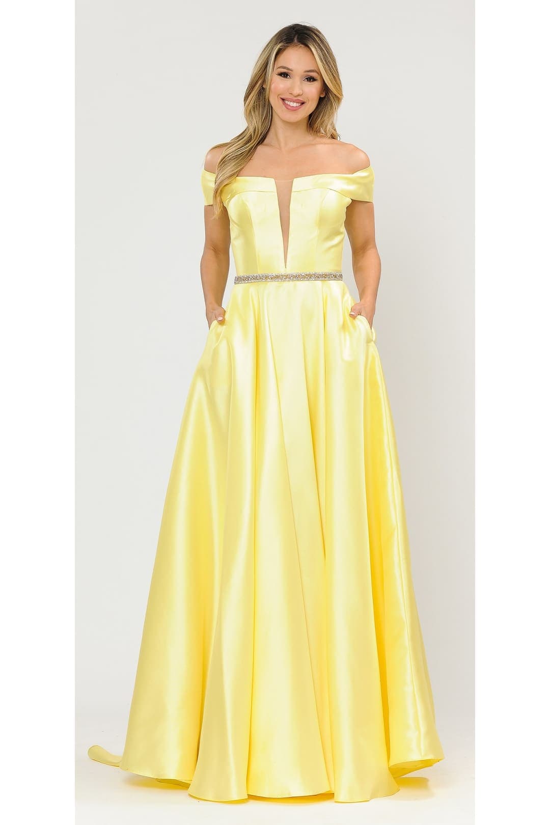 Classy Prom Off The Shoulder Dresses - YELLOW / XS