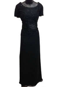 Classy Short Sleeve Mother OF the Bride Dress - Black / M