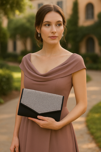 Rhinestone Studded Envelope Clutch Bag for Mother of the Bride
