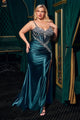 Ladivine CM383C Plus Size Prom Dress Beaded Stretch Evening Prom Dress