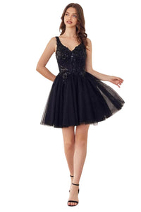 Cocktail Dress 2025 Applique Corset Elegant Party Dress - Black / XXS - Prom