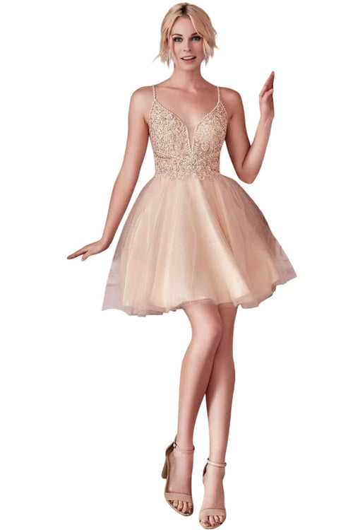 Cocktail Dress 2025 Beaded Short Party Gown - Blush / XXS - Prom