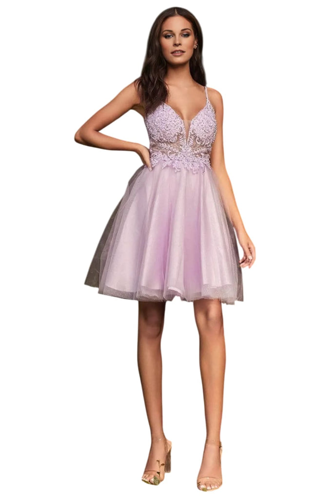 Cocktail Dress 2025 Beaded Short Party Gown - Lilac / M - Prom