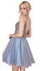 Cocktail Dress 2025 Beaded Short Party Gown - Smoky Blue / M - Prom