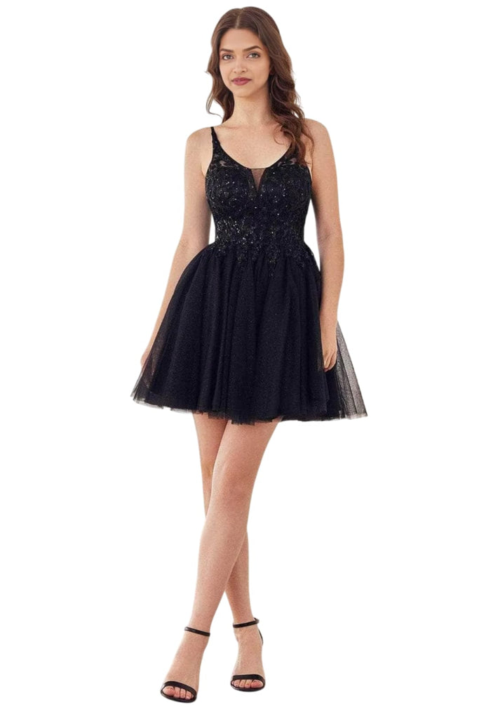 Cocktail Dress 2025 Glitter Tulle Elegant Party Dress - Black / XXS - Prom