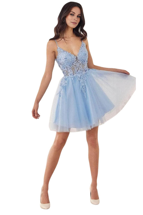Cocktail Dress 2025 Jeweled Tulle Elegant Party Dress - Light Blue / XXS - Prom