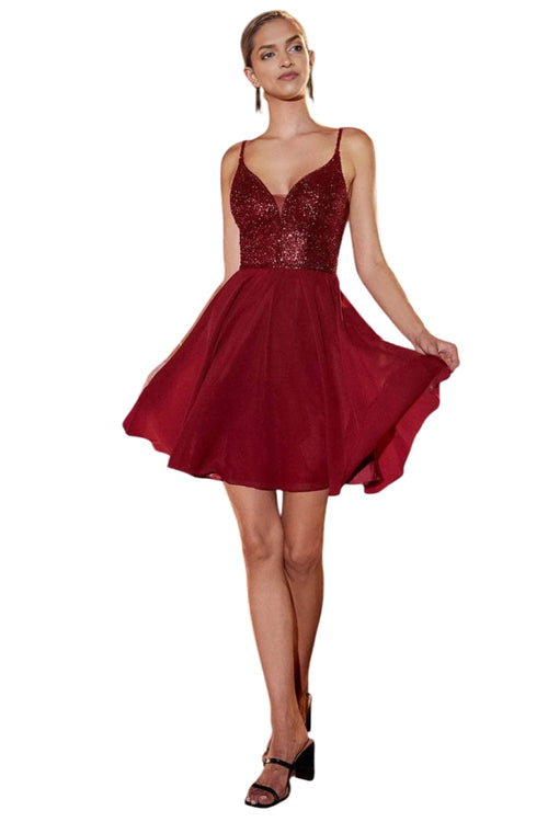 Cocktail Dress 2025 Mid-Thigh A-Line Elegant Party Dress - Burgundy / 2 - Prom