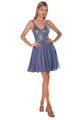 Cocktail Dress 2025 Mid-Thigh A-Line Elegant Party Dress - Smoky Blue / 6 - Prom