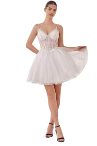 Cocktail Dress 2025 Ribbon Strap Elegant Party Dress - Off White / XXS - Prom