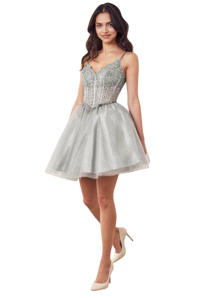 Cocktail Dress 2025 Ribbon Strap Elegant Party Dress - Silver / XXS - Prom