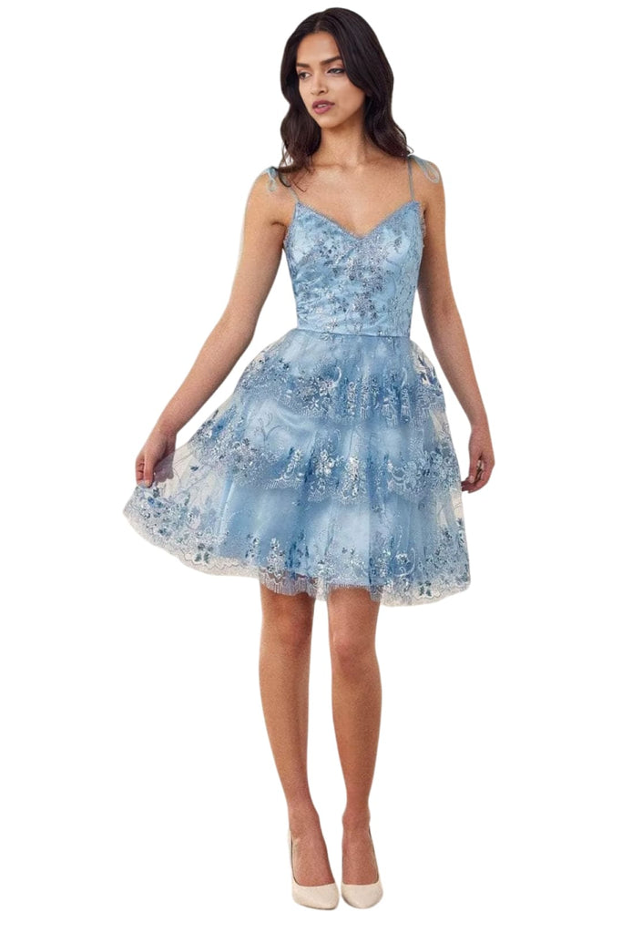 Cocktail Dress 2025 Tiered A-Line Elegant Party Dress - Blue / XXS - Prom