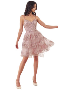 Cocktail Dress 2025 Tiered A-Line Elegant Party Dress - Dusty Rose / XXS - Prom