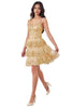 Cocktail Dress 2025 Tiered A-Line Elegant Party Dress - Gold / XXS - Prom