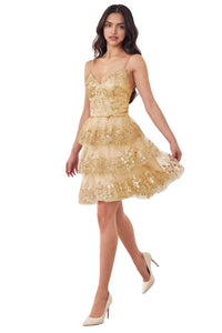 Cocktail Dress 2025 Tiered A-Line Elegant Party Dress - Gold / XXS - Prom