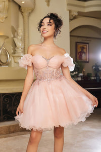 Cocktail Dress Sweetheart A-Line Semi-Formal By May Queen MQ2164 - BLUSH / 2 - Dress