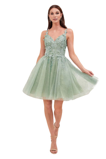 Cocktail Gown 2025 Glitter A-Line Formal Evening Dress - Sage / XS - Prom