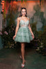 Cocktail Party dress with A Line 3D Floral Applique V-Neck By May Queen MQ2097 - SAGE / 2 - Dress