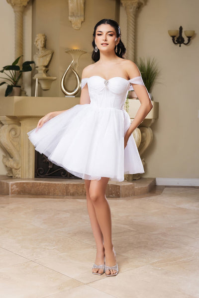 Cocktail Sweetheart Off The Shoulder A-Line Dress By May Queen MQ2159 - Dress