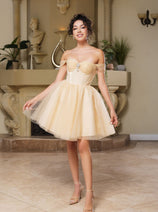 Cocktail Sweetheart Off The Shoulder A-Line Dress By May Queen MQ2159