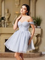 Cocktail Sweetheart Off The Shoulder A-Line Dress By May Queen MQ2159