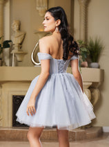 Cocktail Sweetheart Off The Shoulder A-Line Dress By May Queen MQ2159