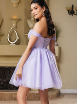Cocktail Sweetheart Off The Shoulder A-Line Dress By May Queen MQ2159