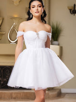 Cocktail Sweetheart Off The Shoulder A-Line Dress By May Queen MQ2159