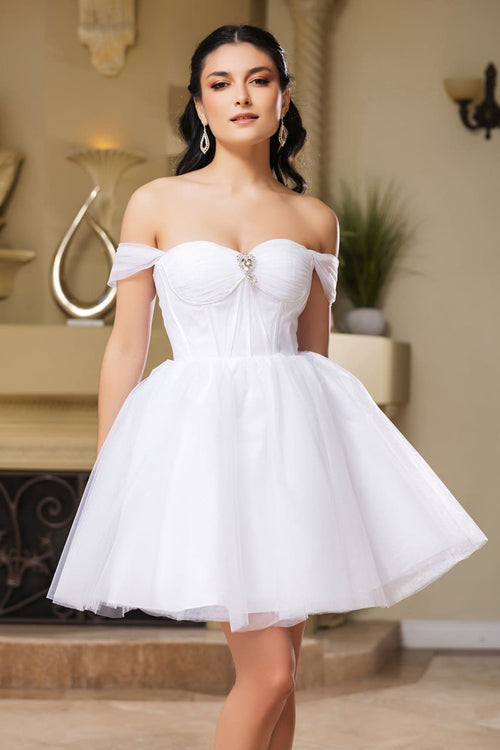 Cocktail Sweetheart Off The Shoulder A-Line Dress By May Queen MQ2159 - Dress