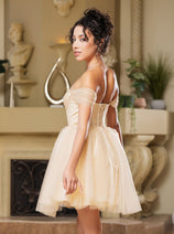 Cocktail Sweetheart Off The Shoulder A-Line Dress By May Queen MQ2159