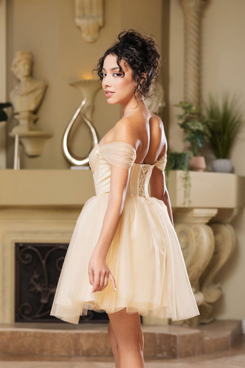 Cocktail Sweetheart Off The Shoulder A-Line Dress By May Queen MQ2159 - Dress