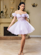 Cocktail Sweetheart Off The Shoulder A-Line Dress By May Queen MQ2159
