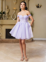 Cocktail Sweetheart Off The Shoulder A-Line Dress By May Queen MQ2159