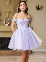 Cocktail Sweetheart Off The Shoulder A-Line Dress By May Queen MQ2159