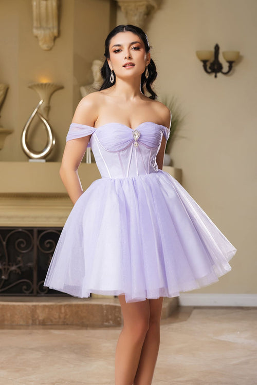 Cocktail Sweetheart Off The Shoulder A-Line Dress By May Queen MQ2159 - Dress