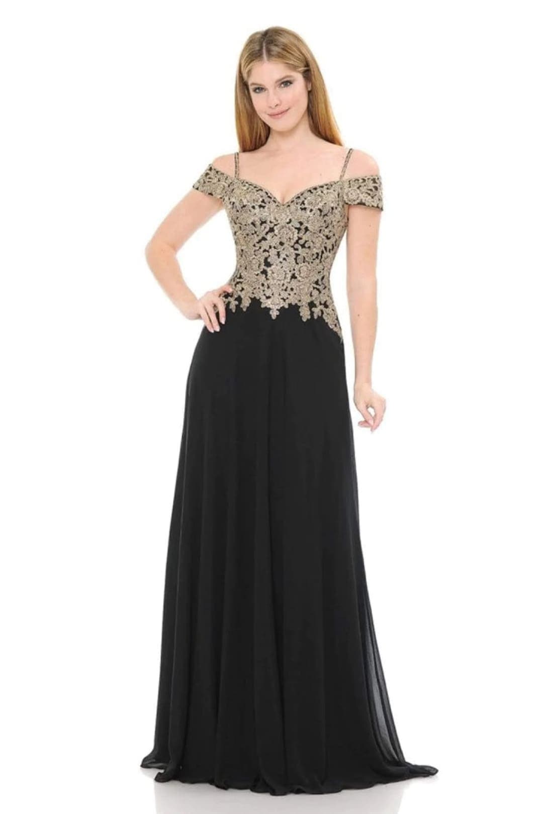 Cold Shoulder Prom Formal Gown - BLACK / XS