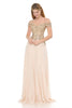 Cold Shoulder Prom Formal Gown - CHAMPAGNE / XS