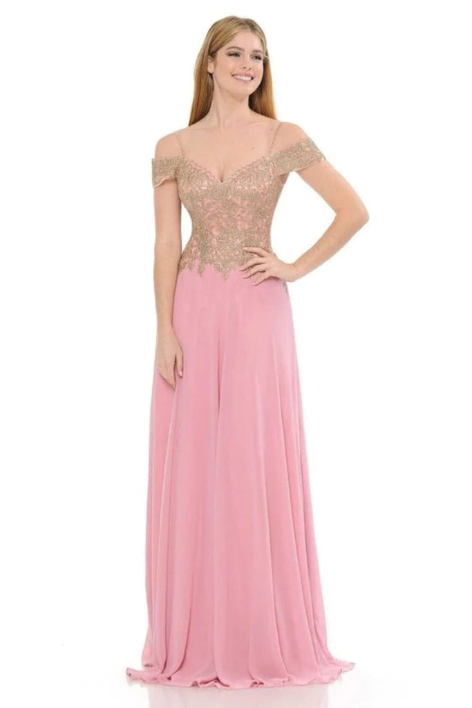 Cold Shoulder Prom Formal Gown - MAUVE / XS