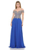 Cold Shoulder Prom Formal Gown - ROYAL / XS
