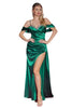 Cold Shoulder Satin Gown 2025 Elegant Formal Evening Dress - EMERALD GREEN / 4 - Dress