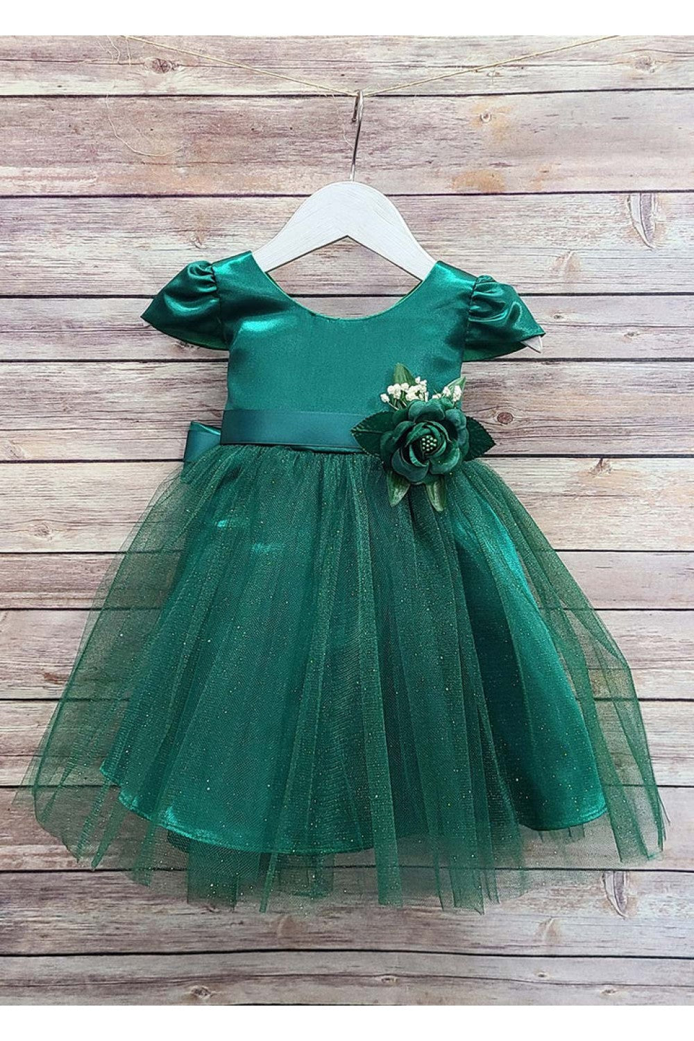hunter green flower girl dress Tulle by Bella Princess 212B-A1 SCH004369_R_M Creamy 5-Cup Fruit Salad Hunter Green Sizes Size:us 18w