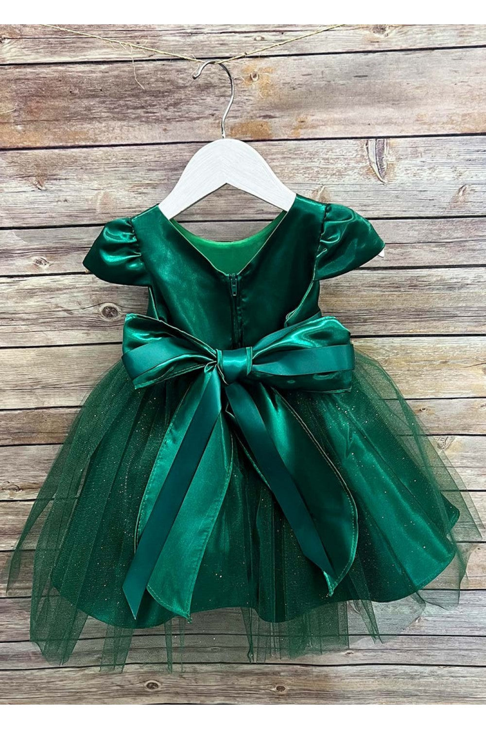 Satin & Tulle Flower Dress with Bow and Floral Waist by Bella Princess 212B-A1
