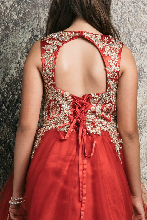 Embroidered Tulle Party Dress for Holidays Birthdays & Special Occasions by Bella Princess C3057
