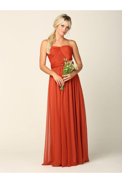 Convertible Long Bridesmaid Dress - The Dress Outlet