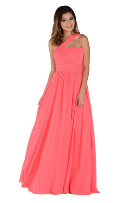 Long One Shoulder Gown By Poly USA 6678