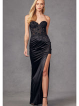 Corset 3D Floral Embellished Prom Gown-juliet-jt2476u