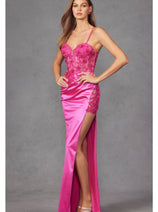Corset 3D Floral Embellished Prom Gown-juliet-jt2476u