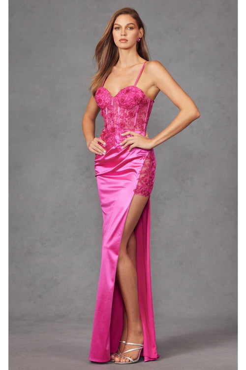 Corset 3D Floral Embellished Prom Gown-juliet-jt2476u - Dress