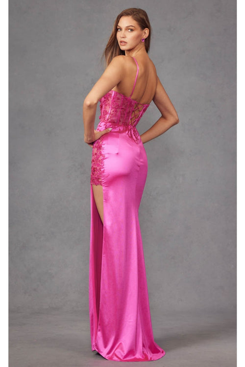 Corset 3D Floral Embellished Prom Gown-juliet-jt2476u - Dress