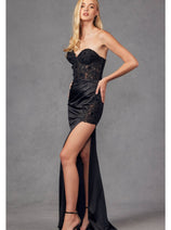 Corset 3D Floral Embellished Prom Gown-juliet-jt2476u